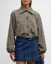 Rails North Cropped Check Jacket In Teal Multi Check