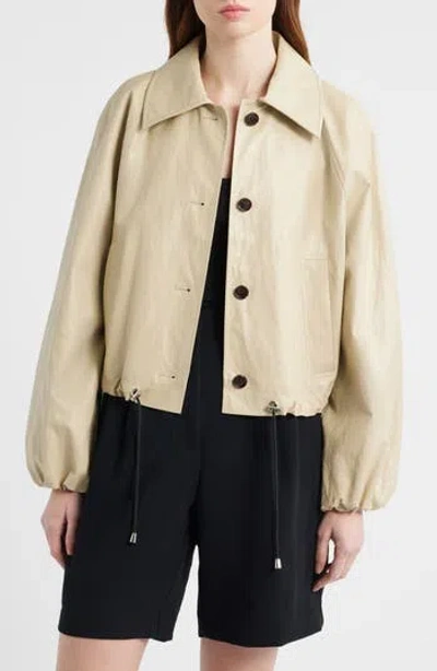 Rails North Drawstring Hem Faux Leather Jacket In Sand