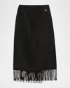 Rails Odette Fringe Wool-blend Wrap Skirt In Black