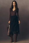 Rails Oliver Fringed Wrap Wool-blend Midi Skirt In Black