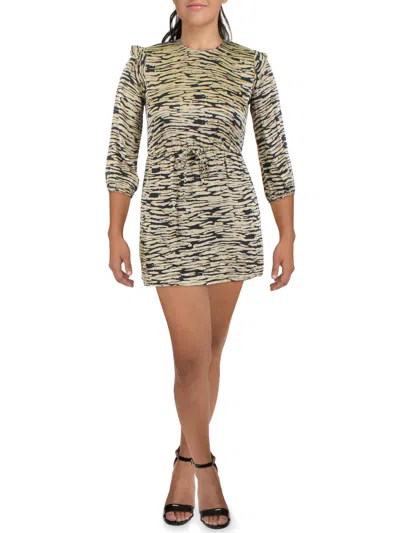 Rails Ora Womens Satin Printed Fit & Flare Dress In Beige