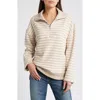 Rails Parker Half Zip Pullover In Heather Beige Stripe