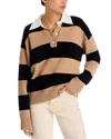 Rails Paxton Stripe Polo Sweater In Brown
