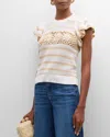 Rails Penelope Crochet Stripe Top In Ivory Oat