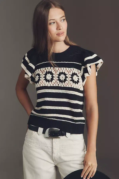 RAILS PENELOPE FLUTTER-SLEEVE KNIT TOP