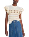 Rails Penelope Crochet Stripe Top In Ivory Oat