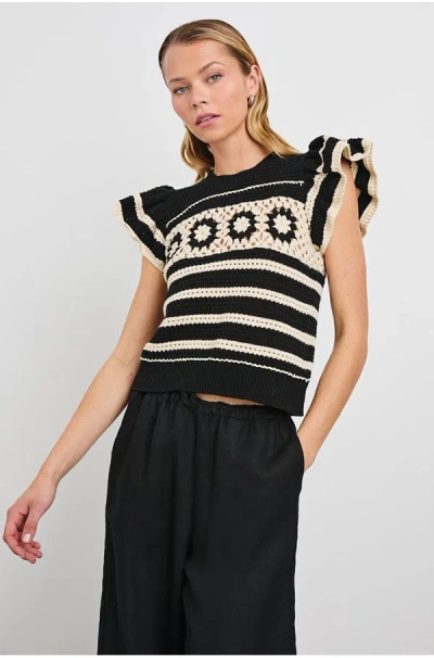 Rails Penelope Knitted Waistcoat In Black Ivory Stripe