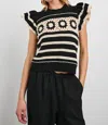 Rails Penelope Short Sleeve Open Stitch Sweater In Black