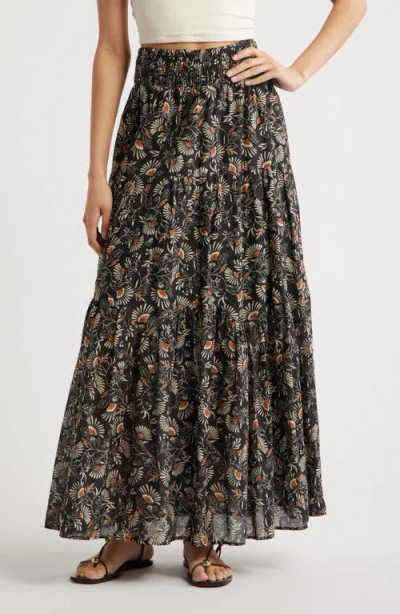 Rails Peony Floral Tiered Cotton Maxi Skirt In Cassia
