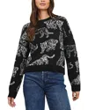 Rails Perci Intarsia Wildcat Crewneck Sweater In Charcoal Cats