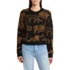 Rails Perci Wild Cat Jacquard Crewneck Sweater In Camel Wild Cats