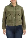 Rails Peyton Womens Quilted Mixed Media Teddy Coat In Multi