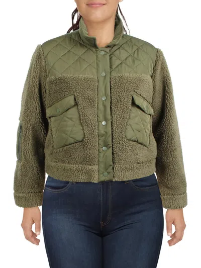 RAILS PEYTON WOMENS QUILTED MIXED MEDIA TEDDY COAT