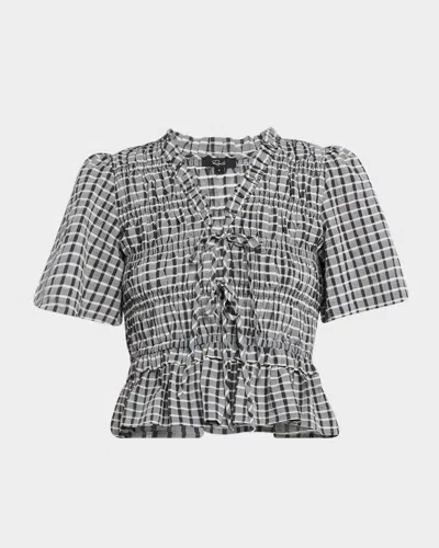 RAILS PORTIA CHECK TIE-FRONT TOP