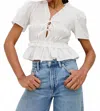 Rails Portia Smocked Ruffle Cotton Blend Crop Top In White