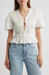 Rails Portia Smocked Ruffle Cotton Blend Crop Top