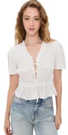 Rails Portia Smocked Ruffle Cotton Blend Crop Top