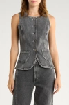 Rails Portola Denim Cutaway Vest In Gray