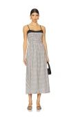 Rails Primrose Black Trim Neckline Midi Dress In Jet Gingham In Black,white