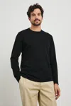 Rails Quentin Cotton Cashmere Long Sleeve Tee In Black In Black
