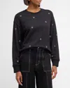 Rails Ramona Star Embroidered Wool Blend Sweatshirt In Black Silver Star