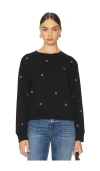 Rails Ramona Star Embroidered Wool Blend Sweatshirt In Black Silver Star Emroidery
