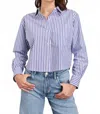 Rails Ramy Striped Cropped Button-front Shirt In Blue