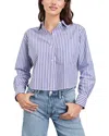 Rails Ramy Striped Cropped Button-front Shirt In Mariner White Stripe