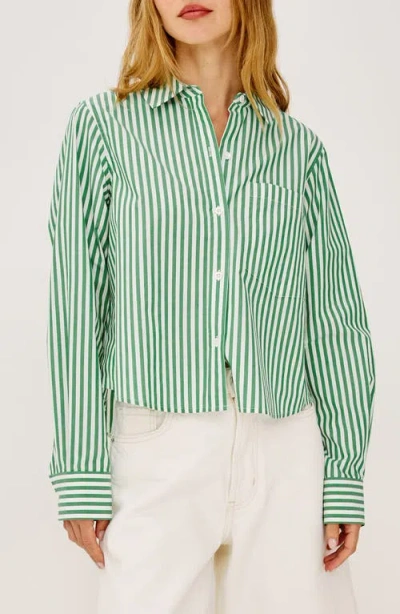 Rails Ramy Stripe Cotton Blend Crop Button-up Shirt In Green