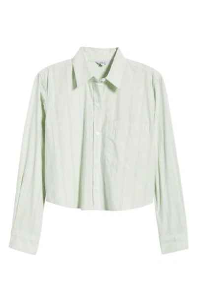 Rails Ramy Stripe Cotton Crop Button-up Shirt In Green