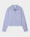Rails Ramy Striped Cropped Button-front Shirt In Mariner White Stripe