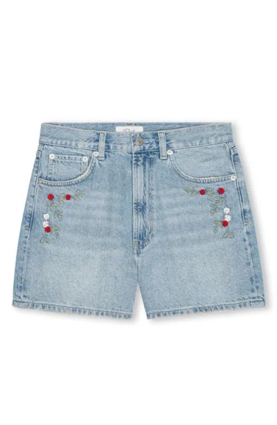 Rails Rancho Floral Embroidered Denim Shorts In Blue