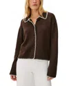 Rails Rayleen Cardigan Brown Ivory Blanket Stitch In Brown