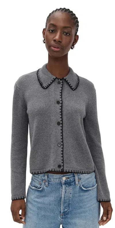 Rails Rayleen Cardigan Charcoal Black Blanket Stitch In Gray