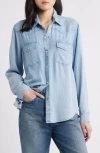 Rails Remi Chambray Snap Front Western Shirt In Blue