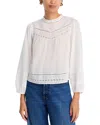 Rails Reya Pintuck Open Lace Blouse In White