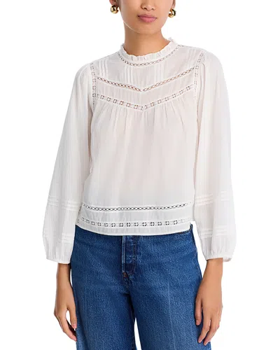 Rails Reya Pintuck Open Lace Blouse In White