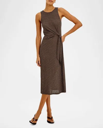 Rails Ricky Side-tie Midi Dress In Onyx Cocoa Stripe In Multi