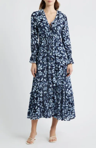 Rails Rois Floral Ruffle Long Sleeve Maxi Dress In Blue