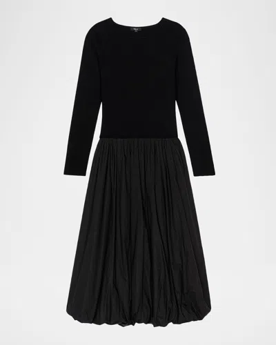 Rails Romana Long-sleeve Bubble Midi Dress In Black