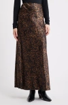 Rails Romina Leopard-print Satin Maxi Skirt In Brown