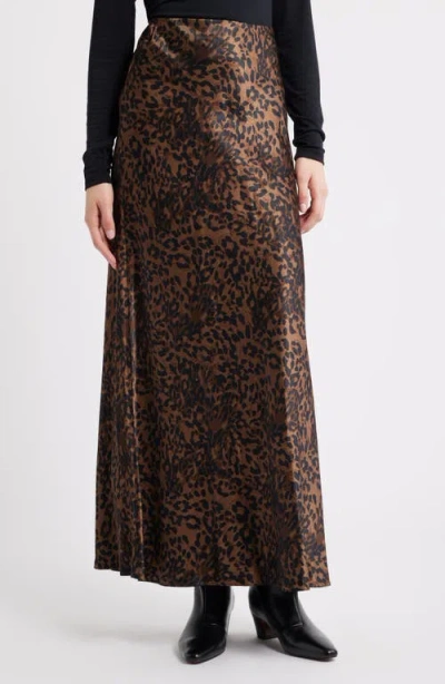 Rails Romina Satin Maxi Skirt In Brown