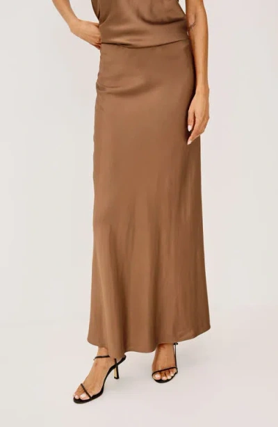 Rails Romina Satin Maxi Skirt In Brown