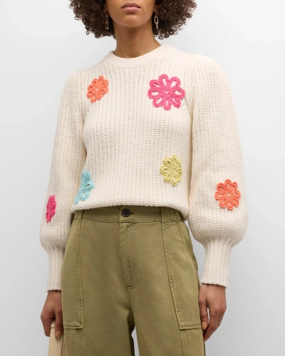 Rails Romi Crochet Flower Sweater In Ivory Multi Daisies