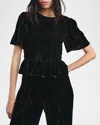 Rails Rosie Smocked-ruffled Blouse In Black Velvet