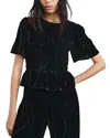 Rails Rosie Smocked-ruffled Blouse In Black Velvet