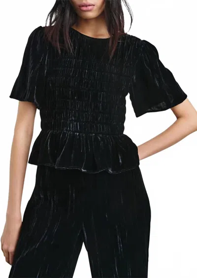 RAILS ROSIE SMOCKED TOP IN BLACK VELVET