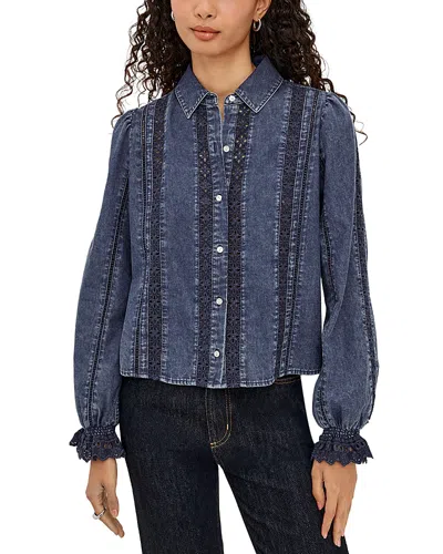 Rails Rowen Cotton Denim Eyelet Blouse In Blue