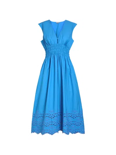 Rails Roxanne Eyelet-embellished Midi Dress In Blue