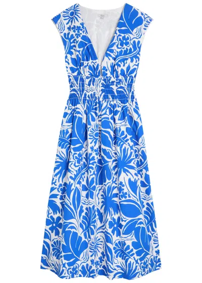 Rails Roxanne Printed Cotton-blend Midi Dress In Blue